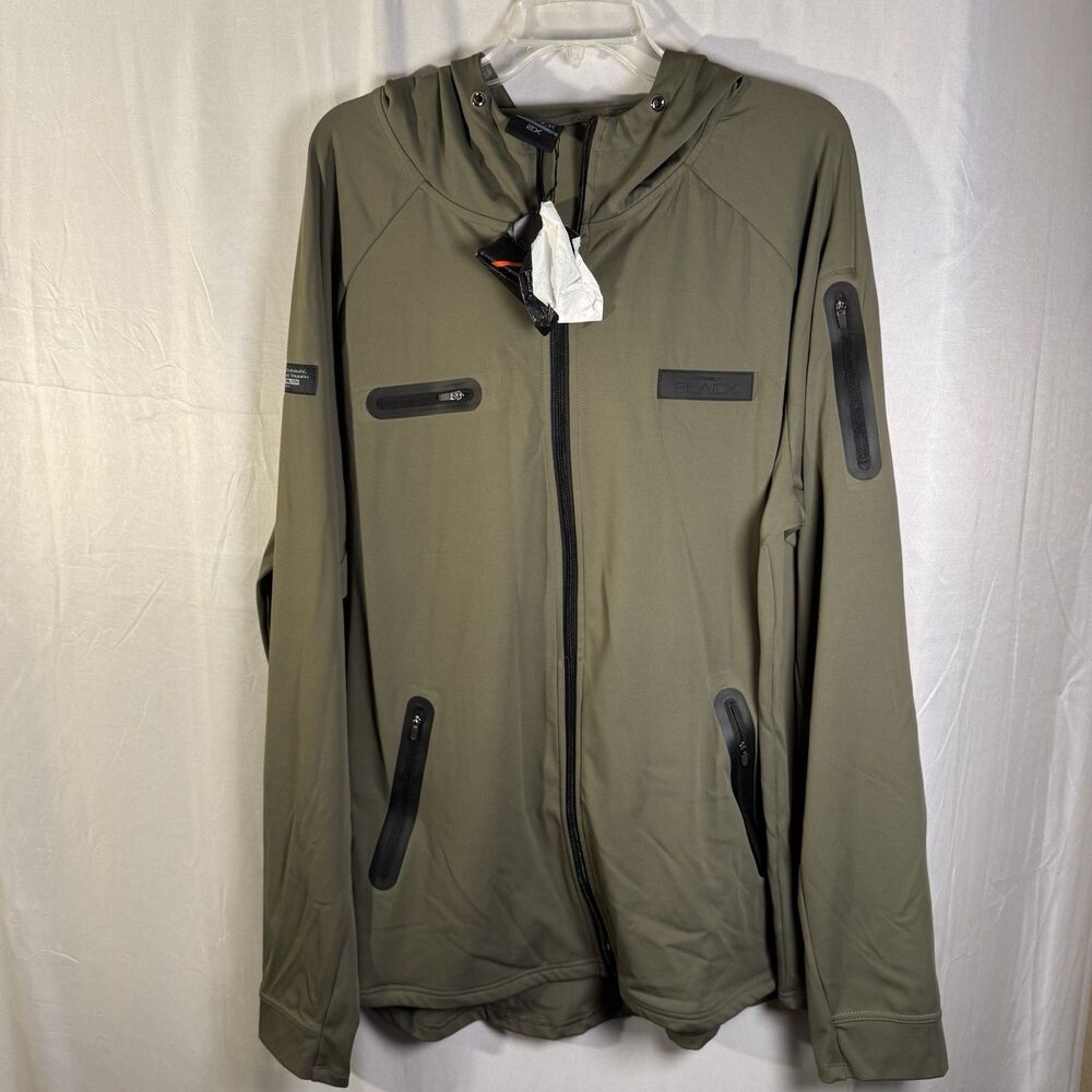 Actively Black Men’s Full Zip Hoodie Jacket 2X Olive Green NWT